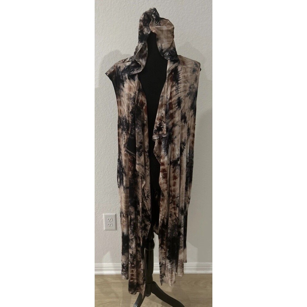 3X Tie Dye Duster Festival Whimsigoth Lagenlook Topper Open Waterfall Hoodie